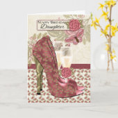 Daughter Champagner und Schuhe Geburtskarte Karte (Gelbe Blume)