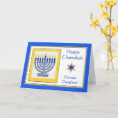 Daughter Chanukah Zeitgenössische Menorah Karte (Gelbe Blume)