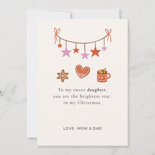Daughter Christmas Card Cute Personalized Feiertagskarte (Vorderseite)
