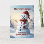 Daughter Christmas Snowman Feiertagskarte (Vorderseite)
