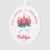 Daughter Christmas Unicorn Personalisiert Ornament (Vorderseite)