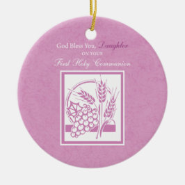 Daughter Erste Kommune, rosa Keramik Ornament