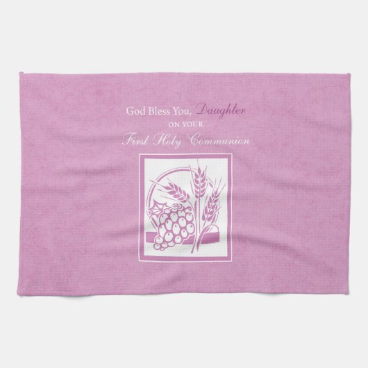 Daughter Erste Kommune, rosa Küchentuch (Horizontal)