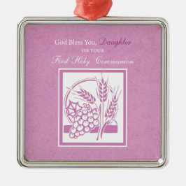 Daughter Erste Kommune, rosa Silbernes Ornament