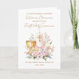 Daughter First Holy Communion Chalice Candle Karte