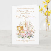 Daughter First Holy Communion Chalice Candle Karte (Gelbe Blume)
