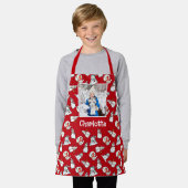 Daughter Foto und Name Snowman Red Christmas Schürze (Getragen)