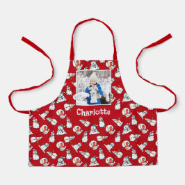 Daughter Foto und Name Snowman Red Christmas Schürze