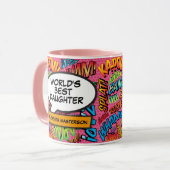 Daughter Fun Retro Comic Pop Rosa Tasse (Vorderseite Links)