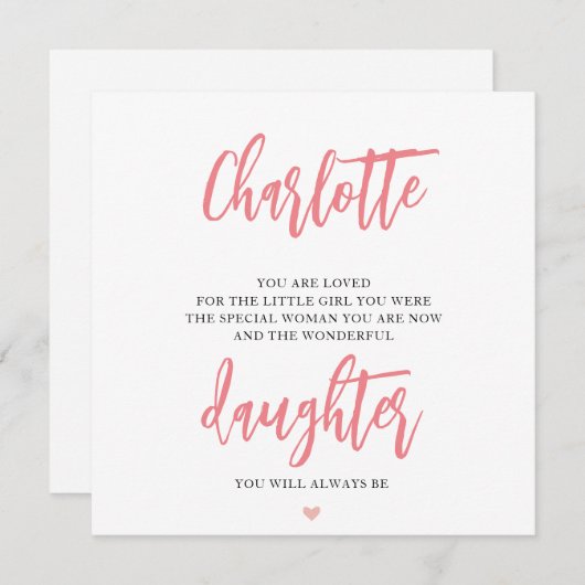 Daughter Geburtstagskartengedicht Feiertagskarte (Vorne/Hinten)