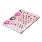 Daughter Gedicht 21. Geburtstag Notizblock (Rotiert)