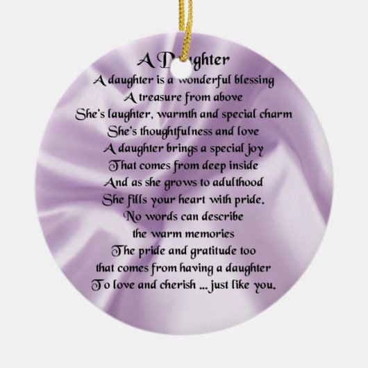 Daughter Gedicht - Lilac Silk Keramikornament (Vorne)