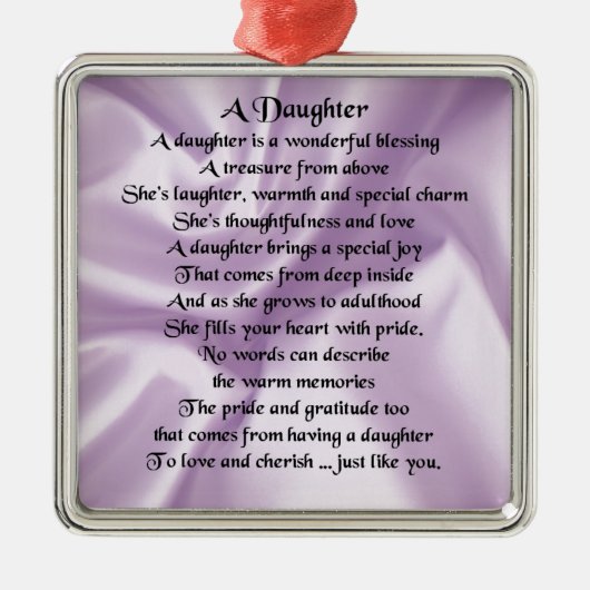 Daughter Gedicht - Lilac Silk Silbernes Ornament (Vorne)