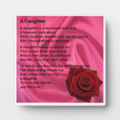 Daughter Gedicht Plaque - rosa Seide und Rose Fotoplatte (Vorderseite)