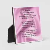 Daughter Gedicht Plaque - rosa Seidendesign Fotoplatte (Vorderseite)