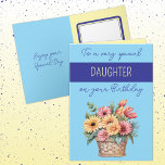 Daughter Gerberblau-gelber Geburtstag Karte<br><div class="desc">Feiern Sie Ihren Geburtstag Ihrer phantastischen Tochter mit dieser wunderschön gestalteten Karte mit lebendigen Gerbera-Blume! Diese Karte mit fröhlichen Farben ist perfekt, um Ihnen zu zeigen, wie viel sie Ihnen bedeutet. Das elegante, aber spielerische Blumendesign verleiht dem Haus eine Touch von Wärme, die es zu einem wahren Vergnügen macht. Mit...</div>