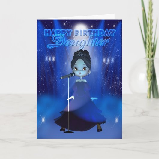 Daughter Happy Birthday Singing Deva Niedlich Card Karte (Vorderseite)