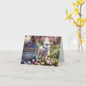 Daughter Happy Easter Cute Lamb Easter Eggs Karte (Gelbe Blume)
