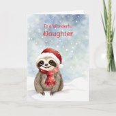 Daughter Happy Holidays Niedlich Sloth mit Weihnac Karte (Vorderseite)