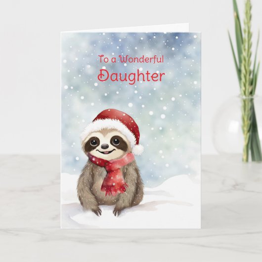 Daughter Happy Holidays Niedlich Sloth mit Weihnac Karte (Vorderseite)
