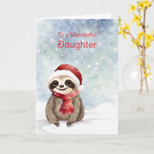 Daughter Happy Holidays Niedlich Sloth mit Weihnac Karte (Gelbe Blume)