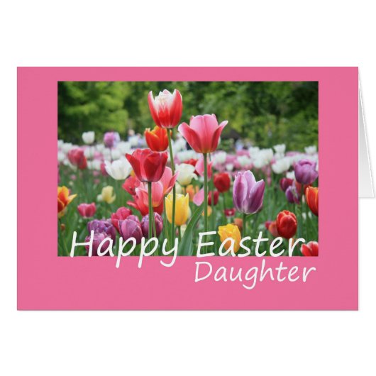 Daughter Happy Oaster Tulip-Karte (Vorderseite (Horizontal))