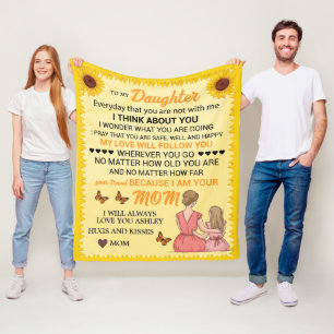 Daughter Heartfelt Sonnenblumen Personalisiert Fleecedecke