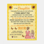 Daughter Heartfelt Sonnenblumen Personalisiert Fleecedecke (Vorderseite)