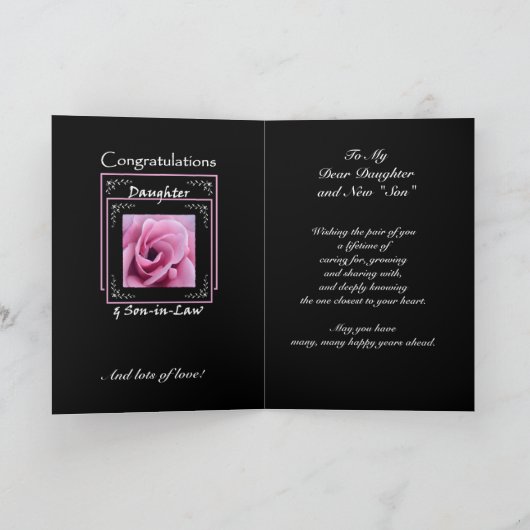 DAUGHTER Hochzeit Herzlichen Glückwunsch - Rosa Ro Karte (Innenseite)