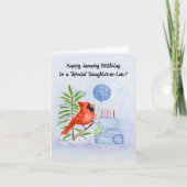 Daughter-in-Law Happy January Birthday Cardinal Karte (Vorderseite)