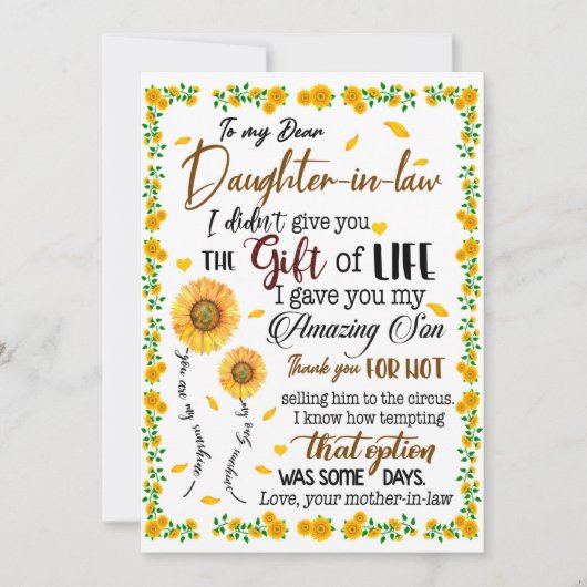 Daughter Lovers | Zu meiner lieben Schwiegertochte Einladung (Vorderseite)