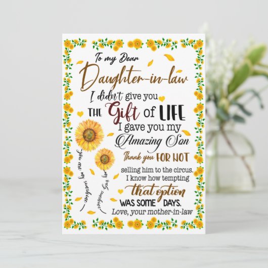 Daughter Lovers | Zu meiner lieben Schwiegertochte Einladung (Stehend Vorderseite)