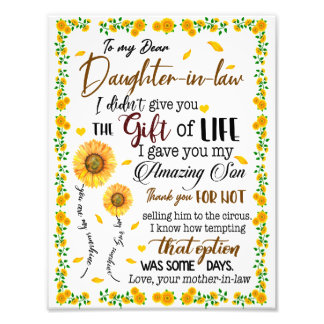 Daughter Lovers | Zu meiner lieben Schwiegertochte Fotodruck