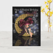 Daughter Magical Birthday niedliche kleine Mond Fe Karte (Gelbe Blume)