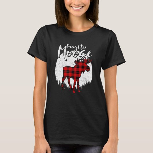 Daughter Moose Red Plaid Buffalo Matching Family P T-Shirt (Vorderseite)