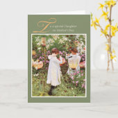 Daughter Mother's Day, Girls in Flower Garden, Vin Karte (Gelbe Blume)