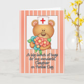 Daughter Nurse Tageskarte mit Teddybär der Kranken Karte (Gelbe Blume)