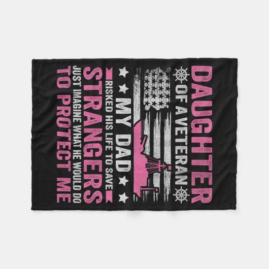 Daughter Of A Veteran Us Veteran Dad Daughter Vete Fleecedecke (Vorderseite (Horizontal))