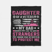 Daughter Of A Veteran Us Veteran Dad Daughter Vete Fleecedecke (Vorderseite)