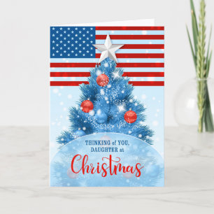Daughter Patriotic Christmas Red White Blue Feiertagskarte
