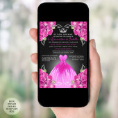 Daughter Pink Roses Quinceañera Elegant Celebratio Einladung