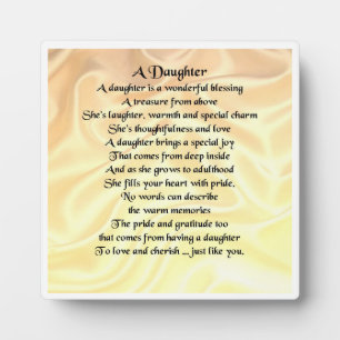 Daughter Poem Plaque - Cream Silk Design Fotoplatte