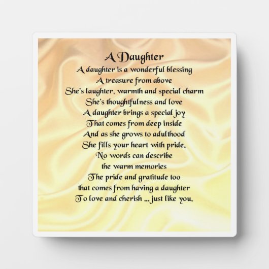 Daughter Poem Plaque - Cream Silk Design Fotoplatte (Vorderseite)
