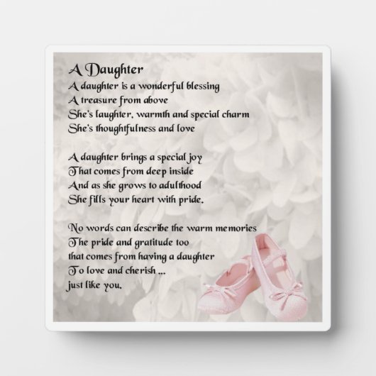 Daughter Poem Plaque - Design der Ballettschuhe Fotoplatte (Vorderseite)
