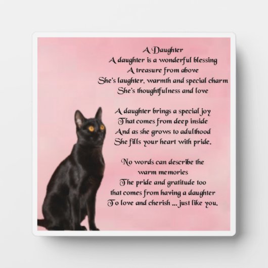 Daughter Poem Plaque - Design der schwarzen Katze Fotoplatte (Vorderseite)