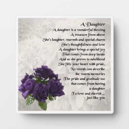 Daughter Poem Plaque - Design Lila Rose Fotoplatte (Vorderseite)