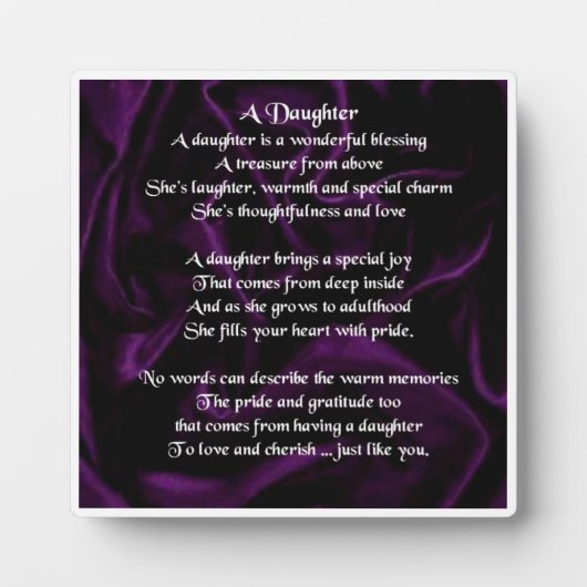 Daughter Poem Plaque - Lila Seidendesign Fotoplatte (Vorderseite)
