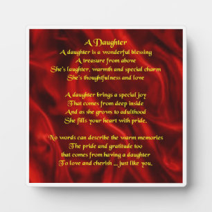 Daughter Poem Plaque - Red Silk Design Fotoplatte