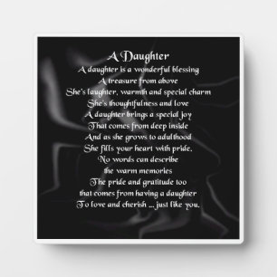 Daughter Poem Plaque - Schwarzes Seidendesign Fotoplatte