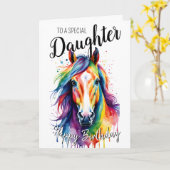 Daughter Regenbogenpony Geburtstag Einhorn Karte (Gelbe Blume)